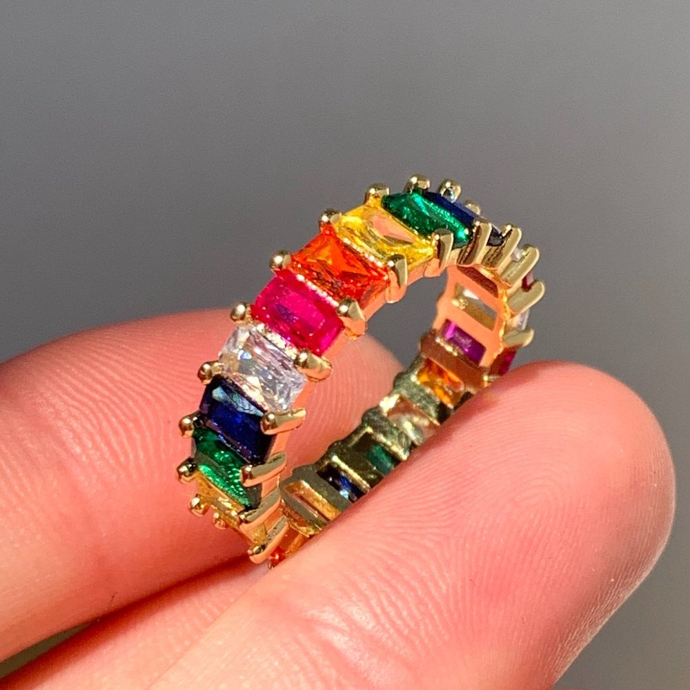 NEW~ Anthropologie Rainbow Colorful Gemstone Statement Ring - Picture 6 of 9